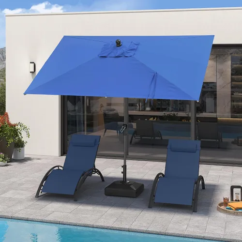 Vista 24 de PURPLE LEAF - Sombrilla de patio rectangular de 6' x 4', sombrilla de mesa para exteriores con marco de aluminio, sombrilla de mercado, sombrilla