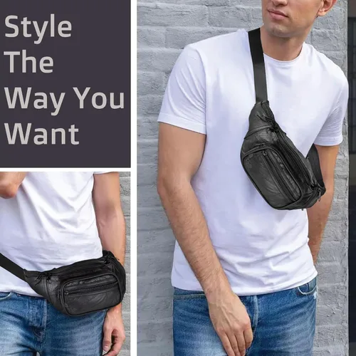 Vista 8 de Home-X bolsa para cintura estilo riñonera de piel auténtica de cordero