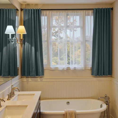 Vista 5 de Lazzzy Cortina opaca de terciopelo azul con aislamiento térmico para dormitorio, sala de estar, oscurecimiento de privacidad, cortinas de terciopelo