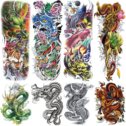 Vista 8 de Mangas temporales para tatuaje del 4 de julio para hombres y mujeres, 4 hojas grandes de brazo completo de Estados Unidos, patriótico 4 de julio
