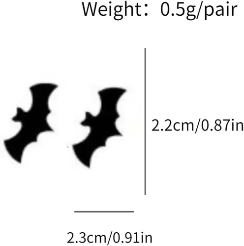 Vista 6 de 3 pares de aretes de madera para Halloween, murciélagos, calabaza, caramelo, gato negro, fantasma, calavera, aretes lindos y divertidos, regalo