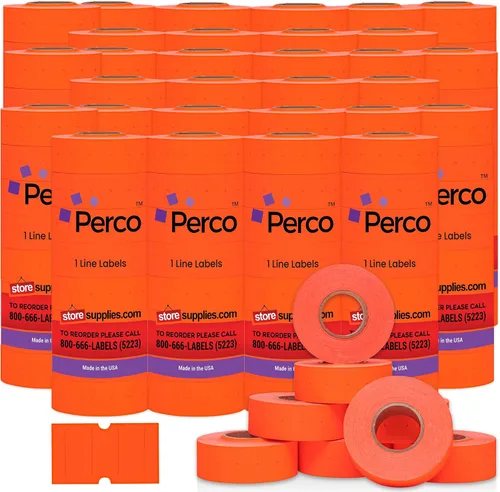 Vista 20 de Etiquetas azules Perco de 1 línea - 8 rollos, 1 funda, 8,000 etiquetas en blanco para pistolas de precio y fecha de 1 línea Perco - Fabricadas