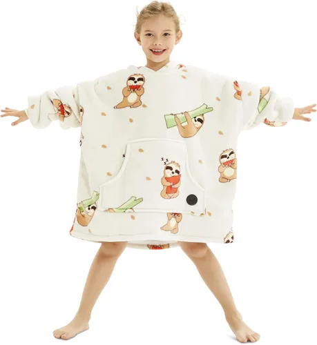 Vista 25 de THREE POODLE - Manta con capucha portátil para mujeres, sudadera con capucha de sherpa de gran tamaño para adultos hombres, mantas con capucha