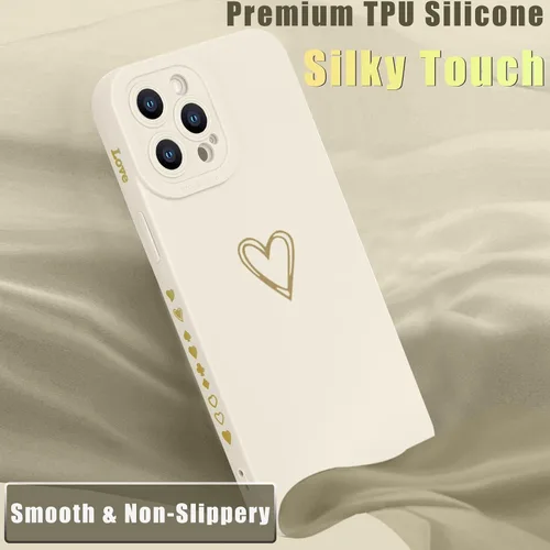 Vista 5 de Teageo Funda compatible con iPhone 13 Pro de 6.1 pulgadas para mujeres y niñas, bonito corazón de amor de lujo