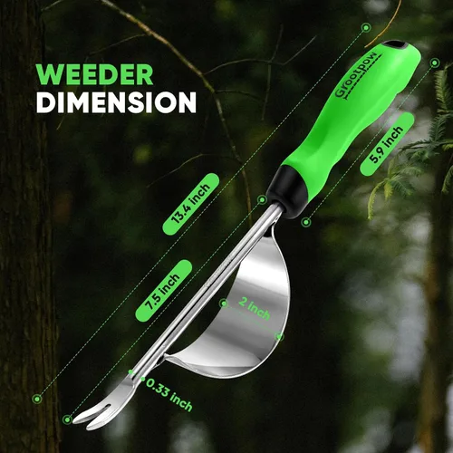 Vista 6 de Grootpow HW1 - Herramienta de desmalezadora manual con mango ergonómico para jardín, herramienta de desbrozadora de diente de león con horquillas