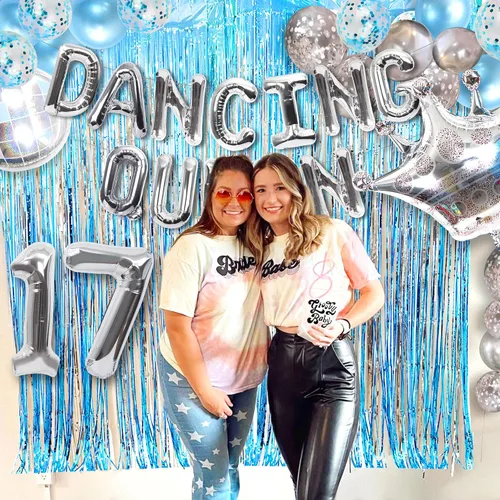 Vista 6 de 37 PIEZAS Bailarina Reina 17 Globos Bailarina Reina Decoraciones de Fiesta Mamma Mia 17 Cumpleaños Decoración Plata Azul 17 Decoración de Cumpleaños