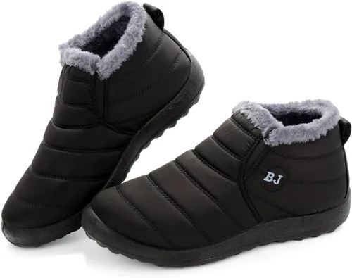 Vista 6 de Botas de nieve para mujer, cálidas, con forro de piel, antideslizantes, para exteriores, impermeables, cómodos y cálidos