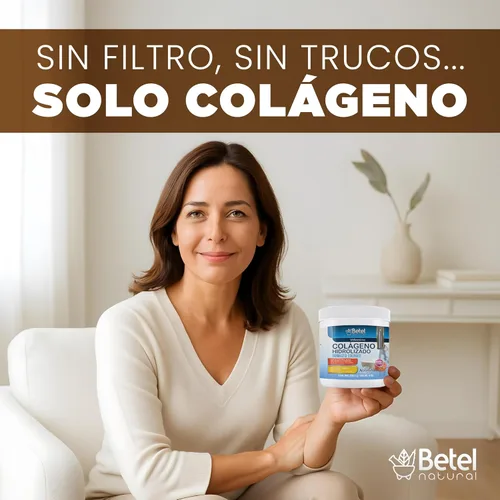 Vista 2 de Betel Natural Colágeno Hidrolizado en Polvo con Ácido Hialurónico, Resveratrol y Vitamina C – 8 oz Sabor Natural Apoyo para Piel, Cabello y Uñas