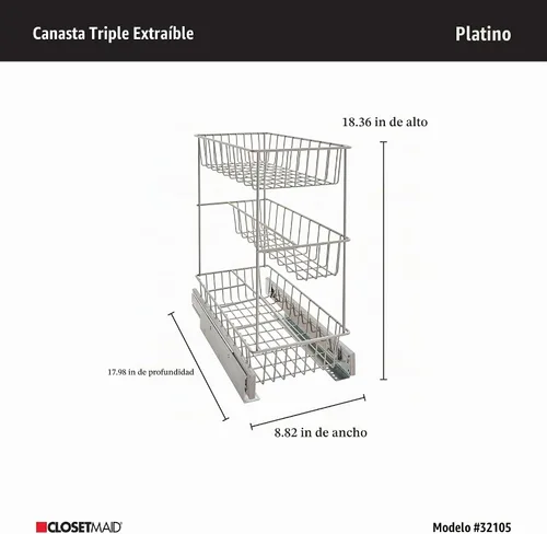 Vista 5 de ClosetMaid - Cesta para gabinete de cocina de un solo nivel, alta calidad