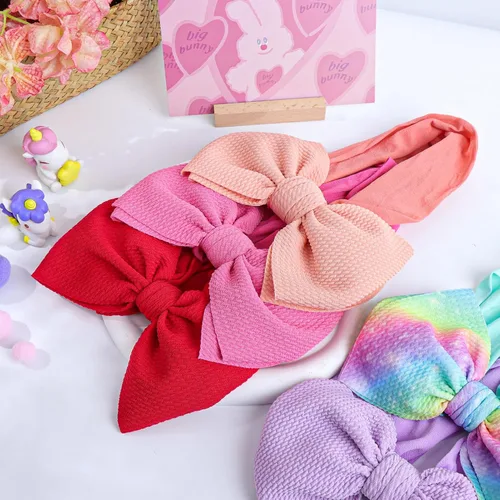 Vista 8 de YanJie Diademas para bebé, hechas a mano, de nailon, elásticas, con lazos para el pelo, para recién nacidos, niñas, niños pequeños y niños en negro