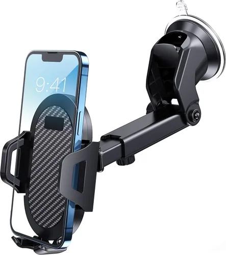 Vista 8 de Universal Car Phone Holder Adjust Phone Mount for Windshield, 24PCS Strong Suction Cup, Multi-Angle Adjustable, One-Hand Operation, Fit for iPhone