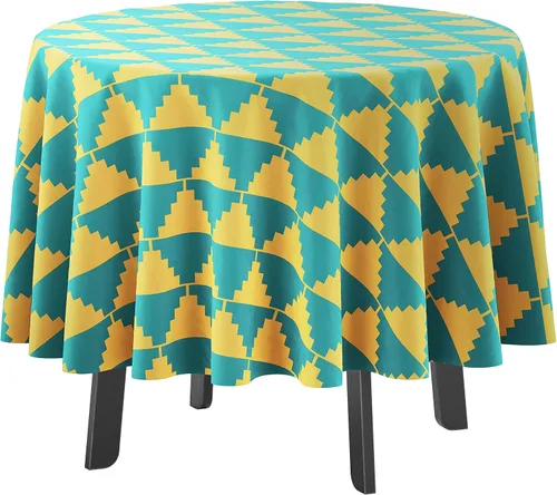 Vista 24 de Mantel redondo para interior/exterior de 58 pulgadas, mantel redondo impermeable para patio, manteles para mesa circular de primavera/verano