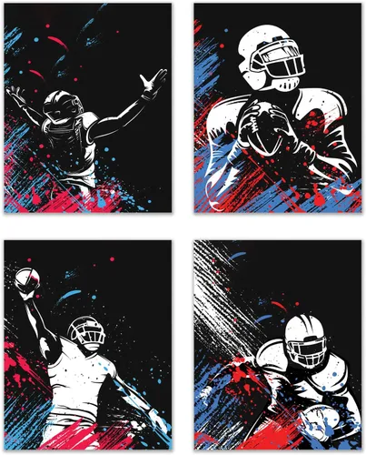 Vista 27 de Impresiones artísticas de fútbol americano para pared, juego de 5 (8x10) carteles de fútbol americano sin marco, decoración de sala de fútbol Niños