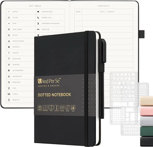 Vista 49 de &And Per Se Juego de diario y bolígrafo forrados (3 paquetes), cuaderno de tapa dura de cuero A5 con bolígrafo y juego de papelería, 160 páginas
