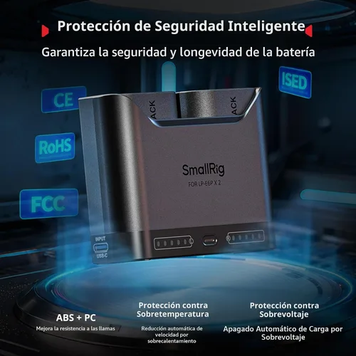 Vista 8 de SMALLRIG LP-E6NH Juego de baterías para Canon, 22.5W doble ranura 2H carga