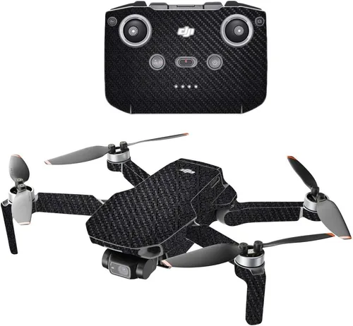 Vista 5 de MIGHTY SKINS Fibra de carbono compatible con DJI Mini 2 Dron portátil – Negro abstracto Acabado de fibra de carbono texturizado protector
