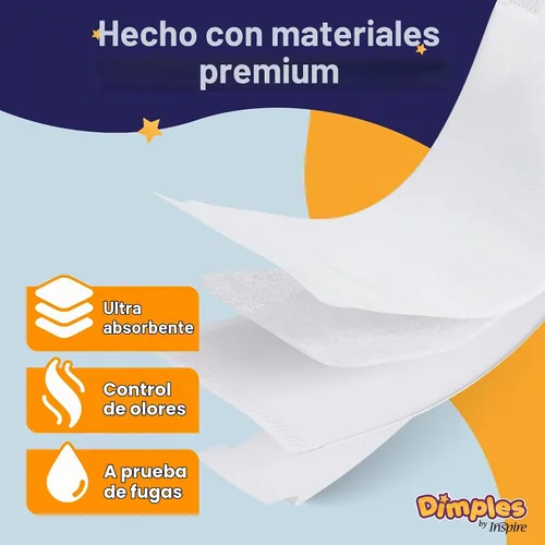 Vista 5 de Dimples Booster Pads, insertos para doblar pañales para bebé con adhesivo, 1 tamaño para todos los pañales, aumenta la absorción, no más fugas