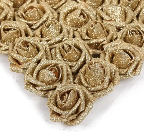Vista 41 de IPOPU Rosas Negras con Purpurina, 50 PIEZAS Rosas Falsas con Purpurina Flores para Manualidades DIY Ramo de Boda Decoración de Casa y Fiesta (Negro)