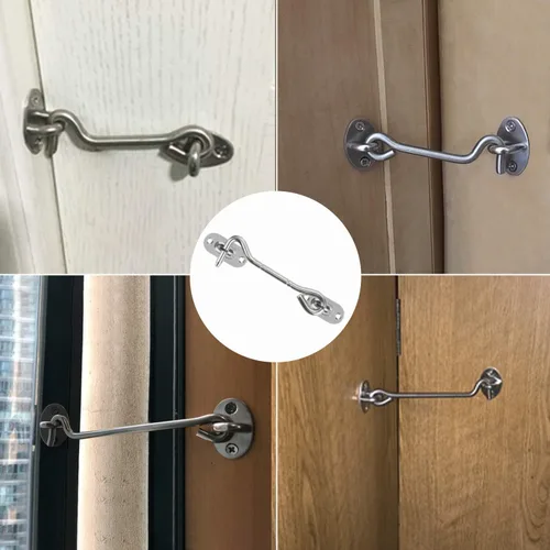 Vista 7 de Pestillo de gancho de cabina de acero inoxidable sólido de 4 pulgadas con tornillos de montaje para puertas, ventana de puerta (paquete de 2)