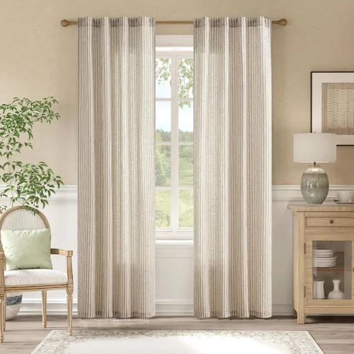 Vista 19 de jinchan Linen Blackout Curtains Back Tab 96 Inch 2 Panels Striped Blue Blue Stripe Lined