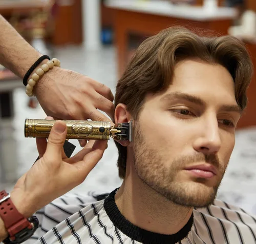 Vista 3 de VAGARY Cortapelos eléctrico profesional para hombres, recortadora de pelo de barba con cuchilla en T, cortadora de pelo eléctrica inalámbrica