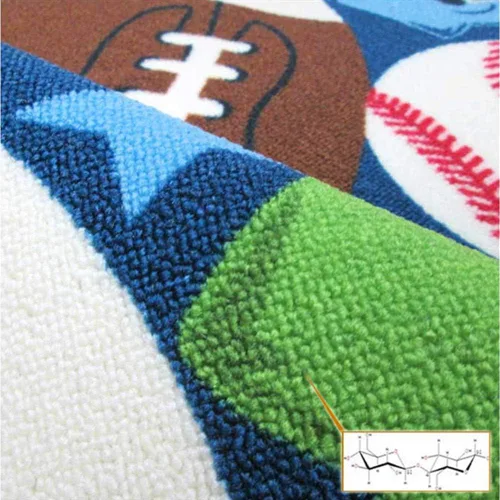 Vista 3 de HUAHOO Alfombra deportiva azul para niños, alfombra deportiva de nailon para niños y niñas, alfombra estampada con pelota de fútbol, baloncesto