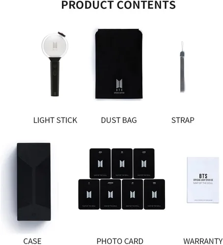 Vista 3 de Sayzer BTS Lightstick Edición especial oficial con 7 tarjetas fotográficas Kpop Merchandise