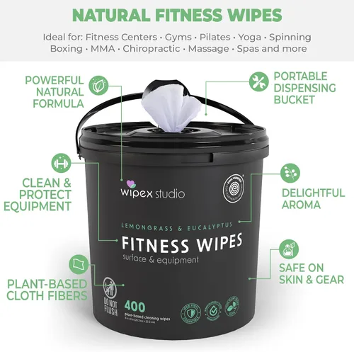 Vista 8 de Wipex Paquete de toallitas de fitness para equipos: obtén 2 cubos (1) lavanda y (1) toallitas para equipos de fitness a base de plantas