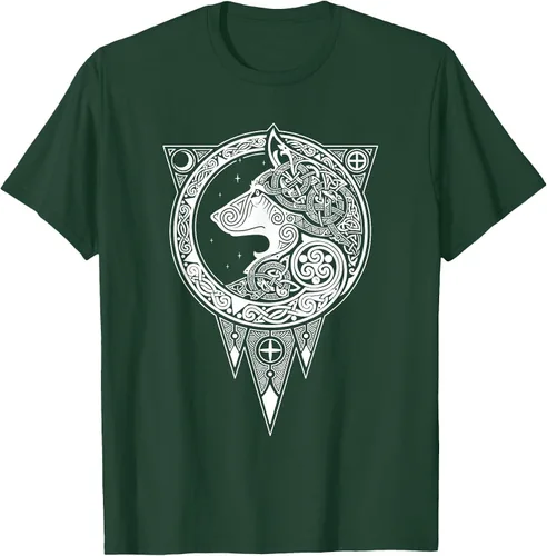 Vista 59 de Viking Fenris Wolf - Camiseta de mitología nórdica con símbolo de Fenrir Asphalt Grey