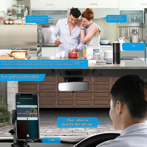 Vista 6 de Tuya WiFi+BT Kit de controlador inteligente para abridor de puerta de garaje, kit de controlador inteligente de garaje, función de temporización