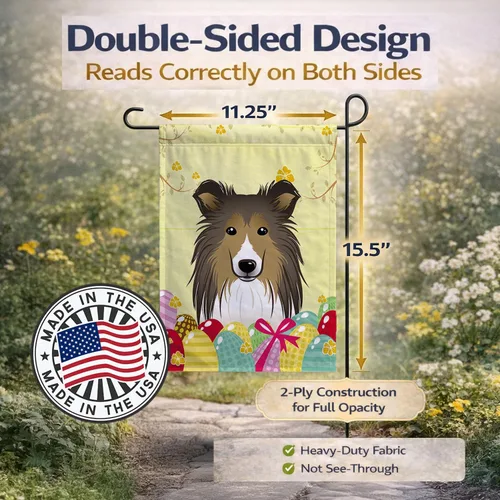 Vista 271 de Caroline's Treasures BB1923GF Bandera decorativa para jardín con diseño de Border Collie, para caza de huevos de Pascua, para jardín, jardín, patio
