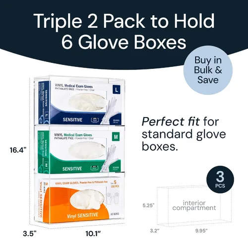 Vista 3 de Dispensador de guantes acrílicos SimplyImagine - Soporte para guantes para montaje en pared - Almacenamiento en pared de baño - Organizador