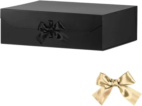 Vista 15 de GoooodGift Caja de regalo negra para regalos de 10 x 7.3 x 3.5 pulgadas, caja decorativa con cinta, caja de regalo vacía con tapa cierre magnético