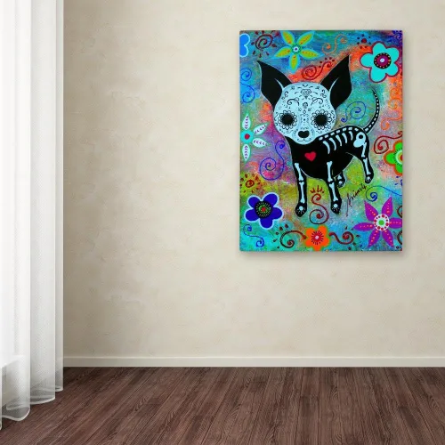 Vista 3 de Prisarts - Lienzo decorativo para pared con cara negra de perro chihuahua, 14 x 19 pulgadas