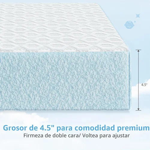 Vista 5 de Dourxi Colchón de cuna de doble cara de espuma viscoelástica de gel