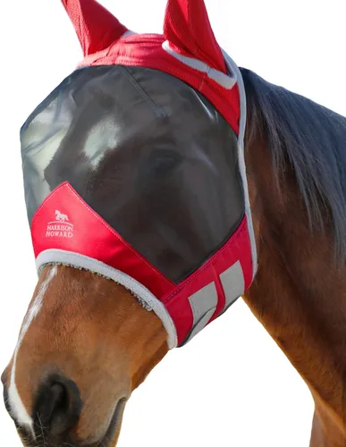Vista 161 de Harrison Howard Máscara de mosca de caballo luminosa profesional estándar con orejas protección UV para caballo, azul y plateado, pequeño poni Azul