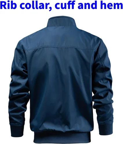Vista 2 de TLZC Chaqueta casual para hombre, cortavientos para exteriores, ligera, softshell