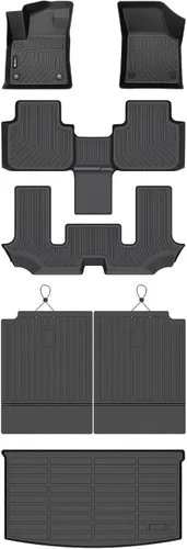 Vista 35 de HAFIDI® Juego de alfombrillas y forro de carga para Kia EV9 2024 2025 2026 (no apto para sillas de relajación), protección para todo tipo de clima
