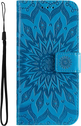 Vista 2 de Funda para Honor X7, diseño de flores de sol de piel de primera calidad con función atril y cierre magnético