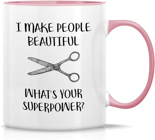 Vista 11 de Retreez Taza divertida – Taza de café de cerámica de 11 onzas con texto en inglés "I Make People Beautiful Hairstylist Hairdresser" de 11 onzas