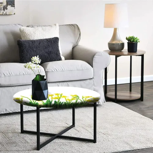 Vista 5 de Mantel redondo de vinilo ajustable, mantel de poliéster con estampado de narcisos y narcisos, ramo de flores de abril, para mesas redondas de 23