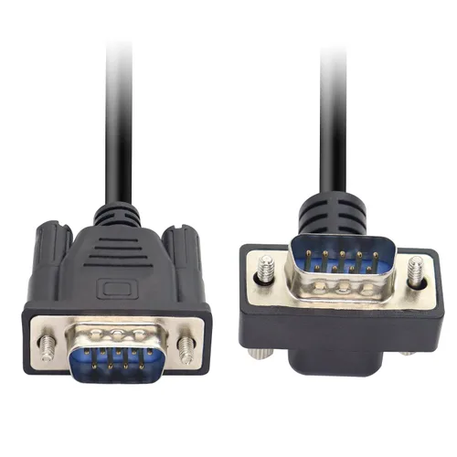 Vista 3 de Cable serie DB9 RS232 de 90 grados, cable DB9 macho a macho adaptadores para comunicación de datos 0,5 M (UP)