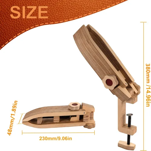 Vista 2 de citian Poni de costura de madera, cuero para manualidades, fácil de llevar, portátil, fácil de viajar, mini poni de costura Posición ajustable