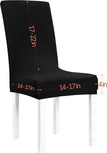 Vista 4 de Obstal - Juego de 4 fundas para sillas de comedor elásticas en negro de spandex, extraíbles y lavables, fundas de asiento para sillas de cocina