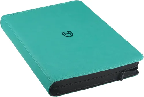 Vista 15 de Carpeta de tarjetas de 4 bolsillos con cremallera, 288 bolsillos para tarjetas comerciales Premium PU Cover, Side Loading, Ringless Card Binder