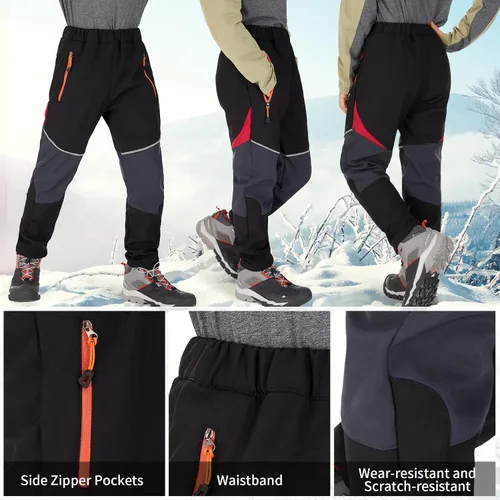 Vista 5 de Toomett Pantalones cargo de nieve para niños, niñas y niños al aire libre con forro polar suave Shell senderismo pesca esquí pantalones aislados