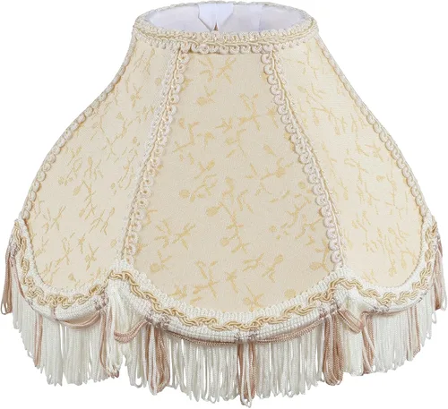 Vista 12 de Aspen Creative 55001 - Pantalla de lámpara de cúpula festoneada cosida a mano con flecos UNO en Biscotti Beige, 4 pulgadas superior x 10 pulgadas