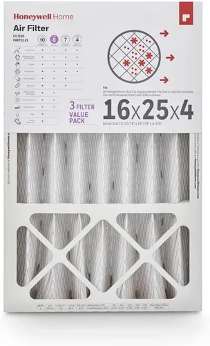 Vista 3 de Honeywell Home 16x25x4 MERV 8, filtro de aire para caldera/aire acondicionado, paquete de 3 unidades (CF408F1625-3PKAM)