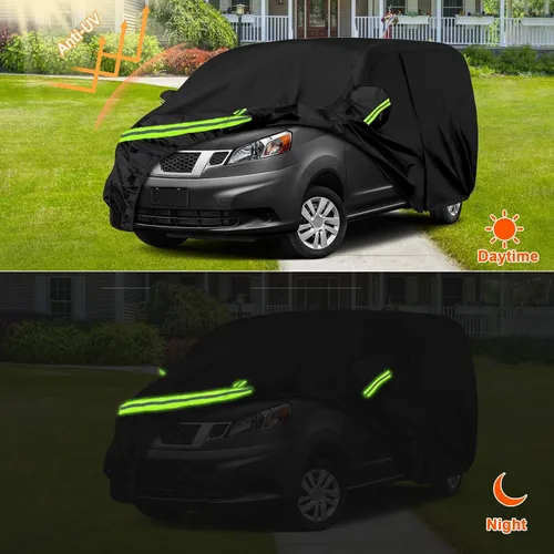 Vista 5 de Funda impermeable para automóvil compatible con Nissan NV200 2015-2021, poliéster con forro interior de algodón para todo tipo de clima, con puerta