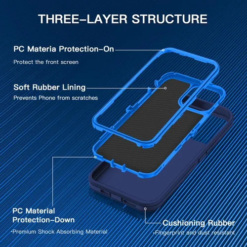 Vista 3 de I-HONVA Funda para iPhone 11 Pro a prueba de golpes, a prueba de polvo y caídas, 3 capas de protección de cuerpo completo sin protector de pantalla